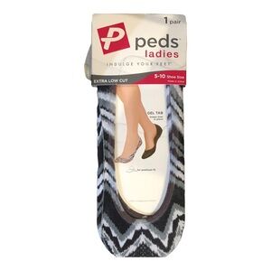 2pairs Peds ladies gel tab extra low cut gray zigzag socks foot shoe liners new‎